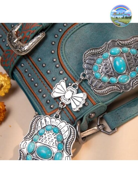 Turquoise Concho Chain Belt, Adjustable Round Link, Lobster Claw Clasp, Alloy main image 6